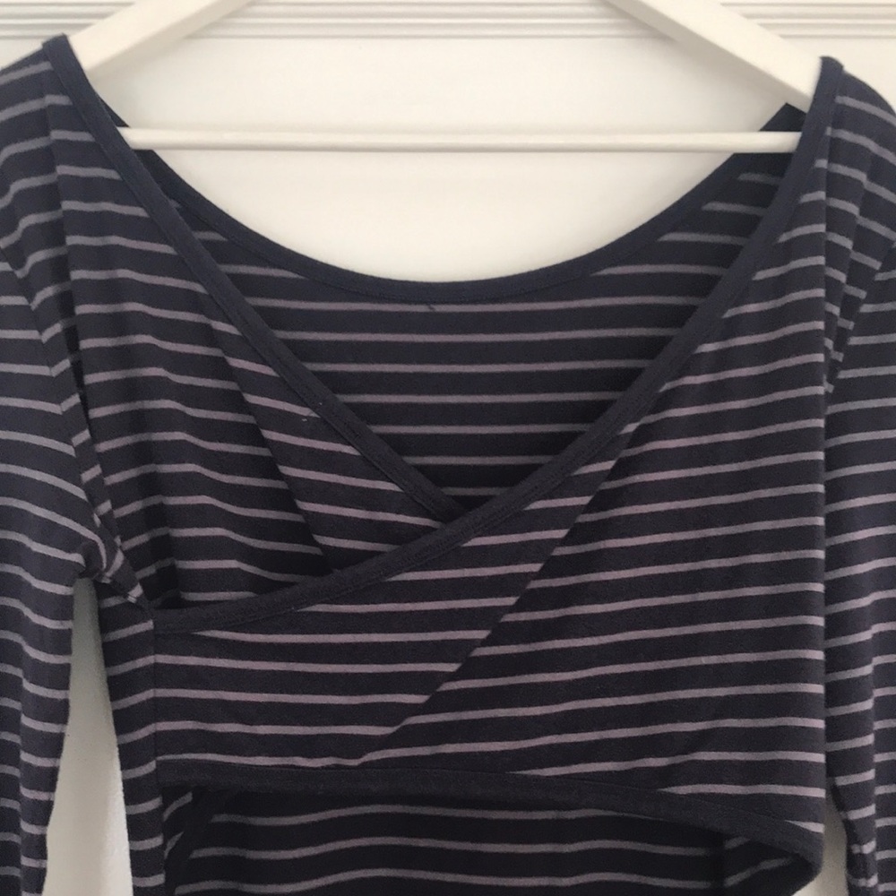 Blue and grey stretchy striped dress- Black Swan